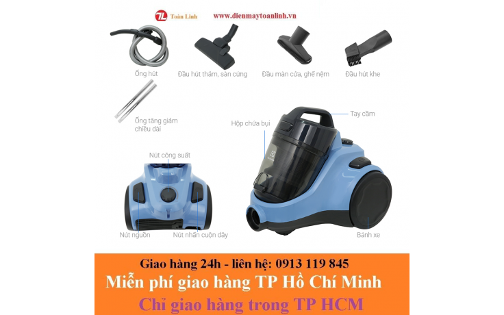 Máy hút bụi Electrolux EC31-2BB 1800W - Hàng chính hãng