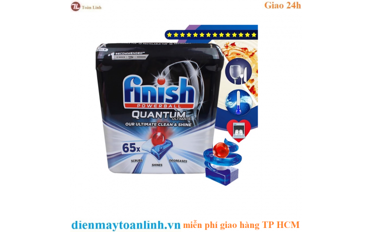 Hộp 65 viên rửa chén Finish Quantum Ultimate Dishwasher Tablets Regular QT1774 - Chính hãng
