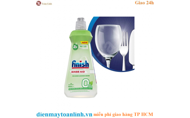 Nước làm bóng và khô chén đĩa Finish 0% Dishwasher Rinse Aid 400ml QT9726 - Chính hãng