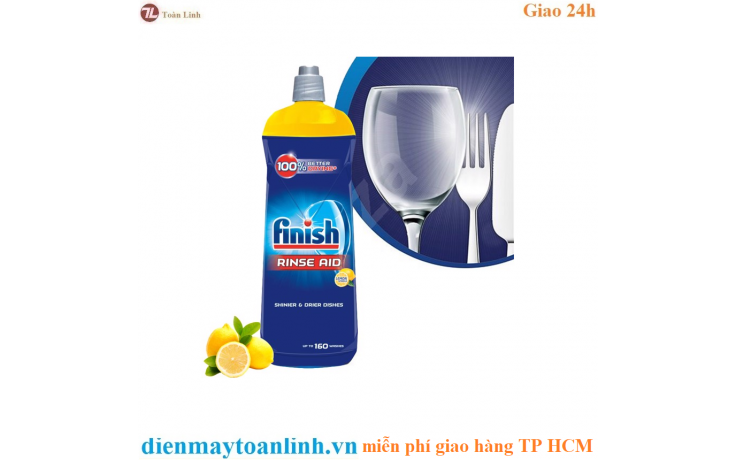 Nước làm bóng và khô chén, đĩa Finish Dishwasher Rinse Aid Shinier & Drier Dishes Lemon Sparkle 800ml QT004996 - hương chanh - Chính hãng