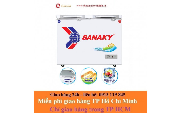 Tủ Đông Kính Cường Lực Sanaky VH-4099W2KD - 300 lít - Hàng chính hãng (kính xanh ngọc)