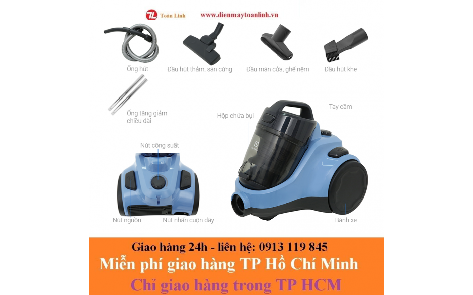 Máy hút bụi Electrolux EC31-2BB 1800W - Hàng chính hãng