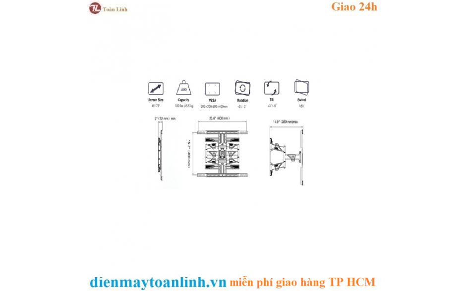 Khung treo LCD áp tường đa năng North Bayou NB P6 (40" - 75") nhập khẩu - Hàng chính hãng