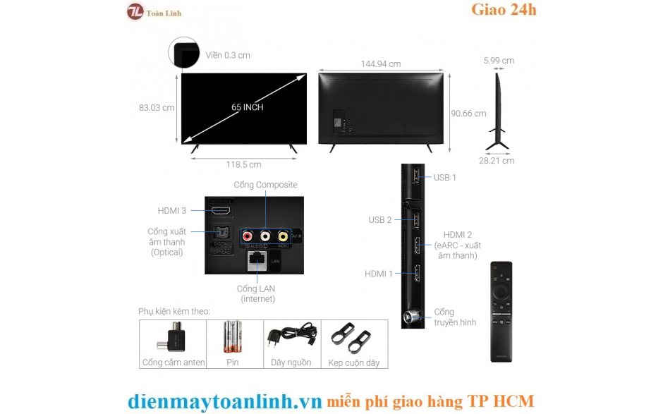 Tivi Samsung 65TU8100 Smart 4K 65 Inch - Chính hãng