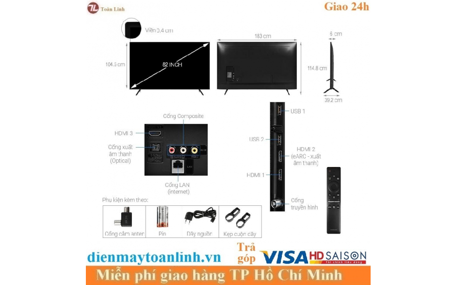 Tivi Samsung 82TU8100 Smart 4K 82 Inch - Chính hãng