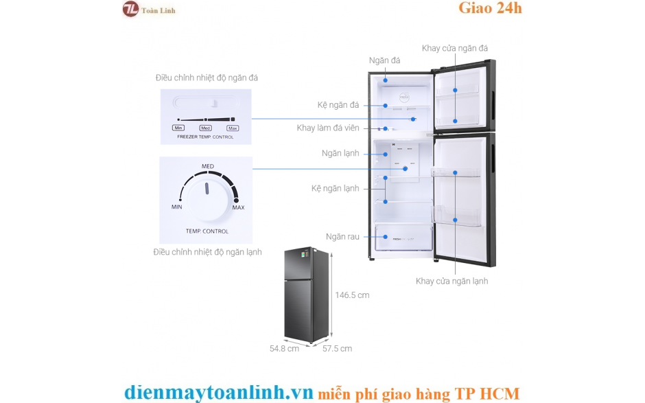 Tủ lạnh Aqua AQR-T239FA HB 212 lít - Chính Hãng