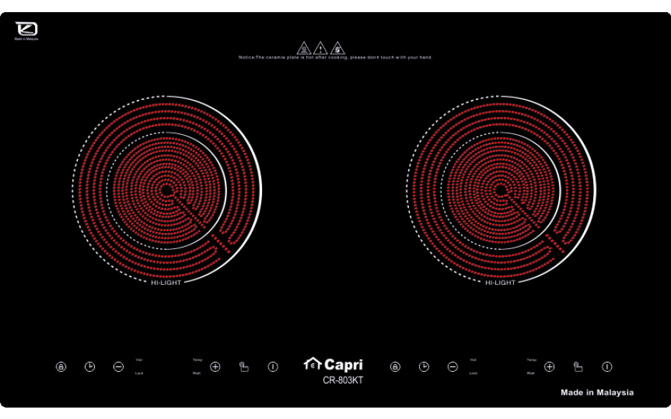Bếp điện hồng ngoại Capri Malaysia CR-803KT 4000W (Đen)