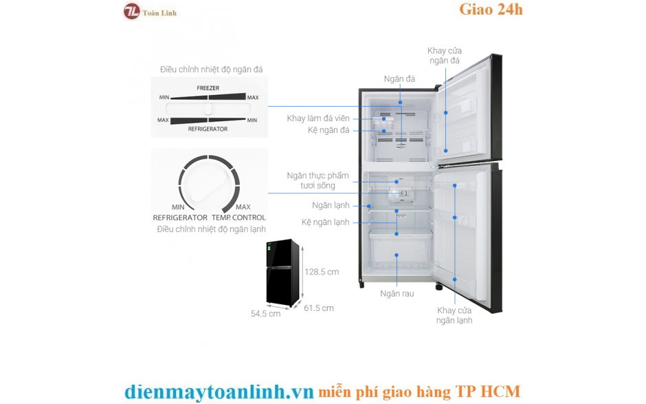 Tủ Lạnh Toshiba GR-B22VU UKG Inverter 180 lít - Chính Hãng