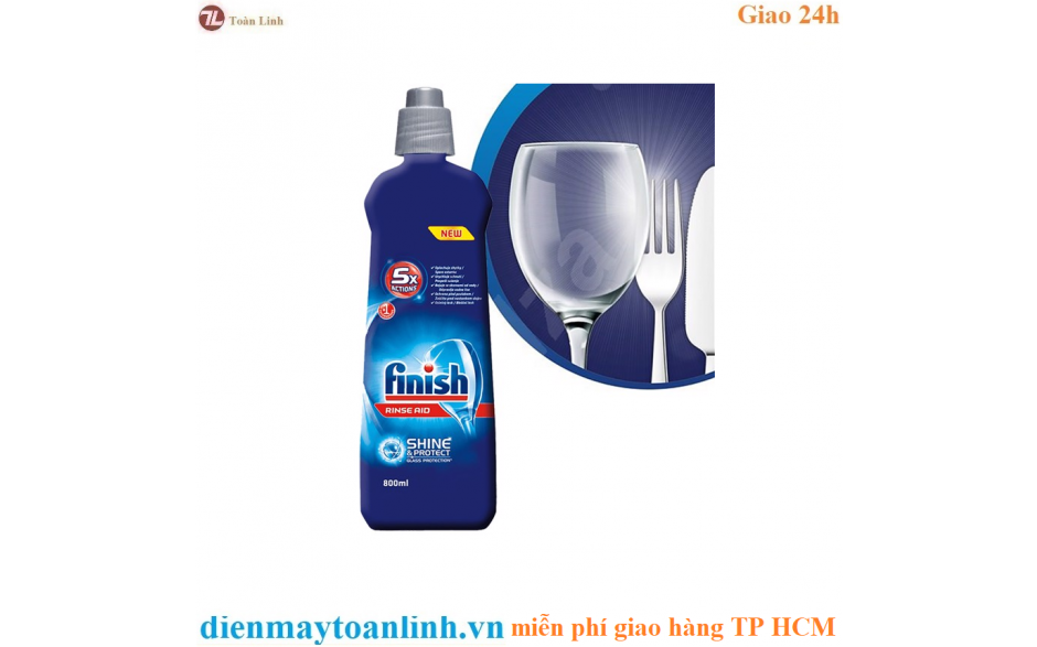 Nước làm bóng và khô chén, đĩa Finish Dishwasher Rinse Aid Regular 800ml QT2966 - Chính hãng