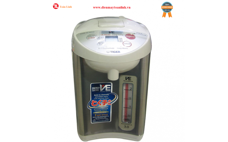 Bình thuỷ điện Tiger PVW-B30W 3 Lít - Chính hãng