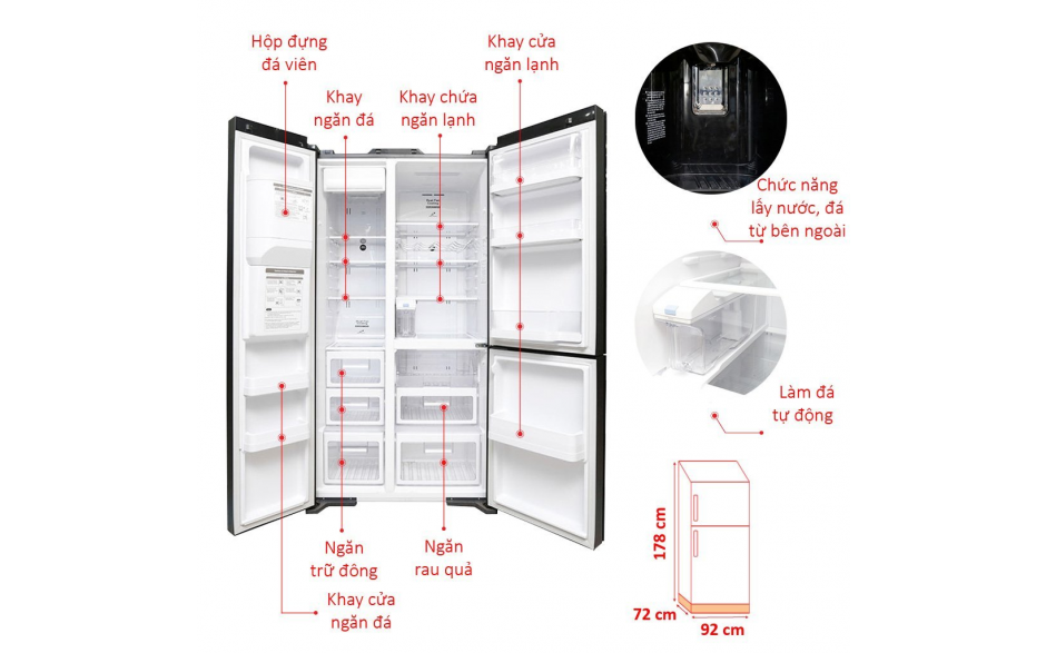 Tủ Lạnh Hitachi R-M700AGPGV4X Inverter Side by side 584 lít