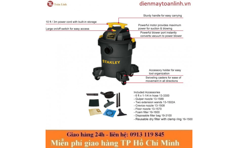 Máy hút bụi Stanley SL19116P - Chính Hãng