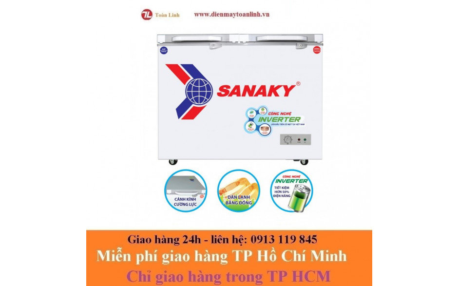Tủ Đông Kính Cường Lực Sanaky VH-3699A4KD - 270 lít - Hàng chính hãng (kính xám)