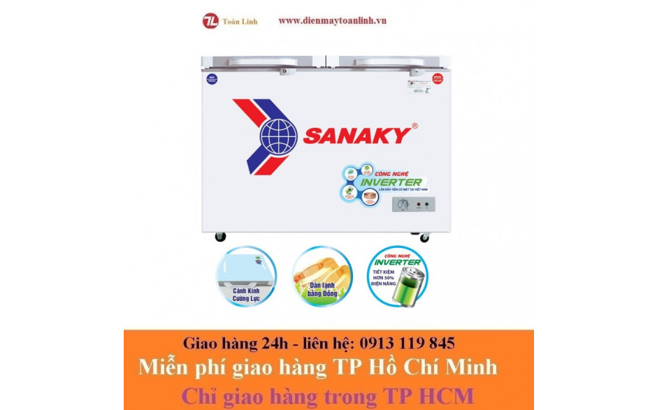 Tủ Đông Kính Cường Lực Sanaky VH-4099W4K - 280 lít - Hàng chính hãng (kính xám)